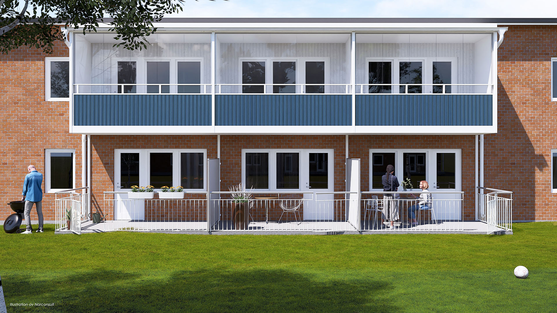 Illustration av ett av husen på Forellgränd