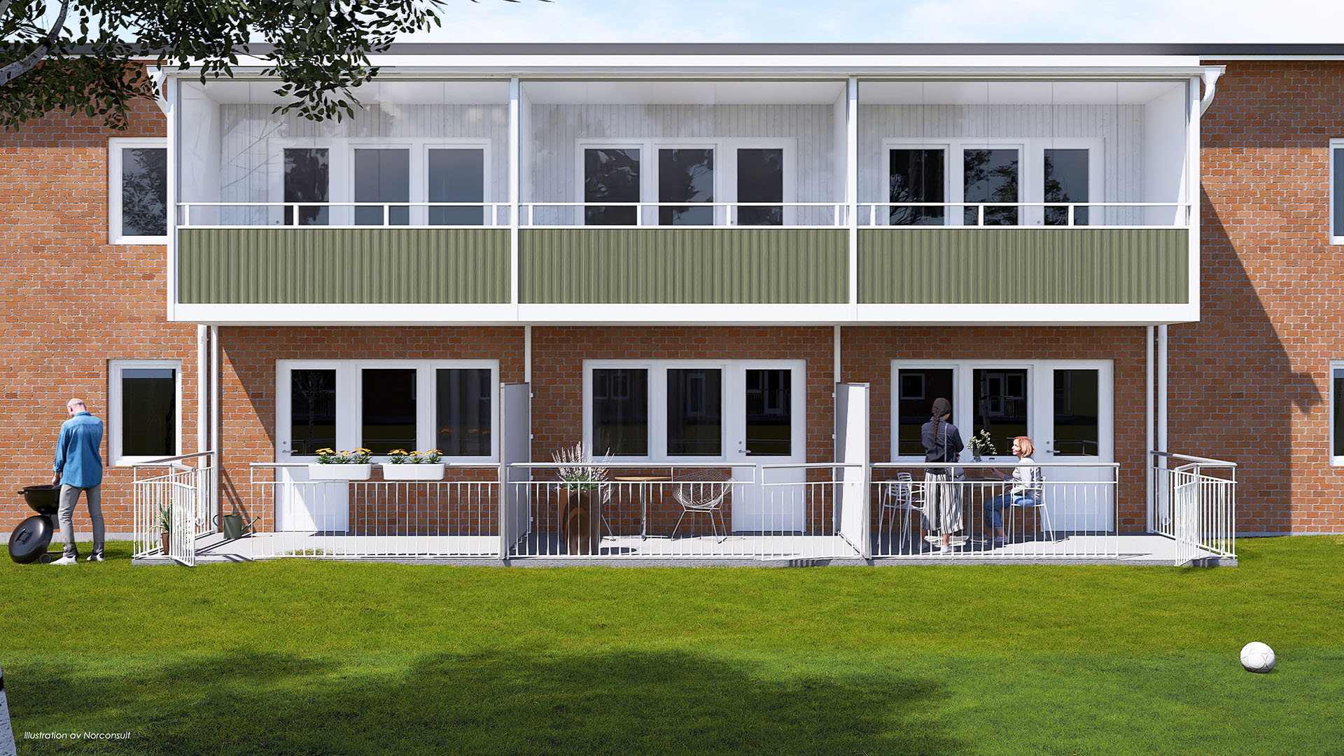 Illustration av ett av husen på Abborrgränd