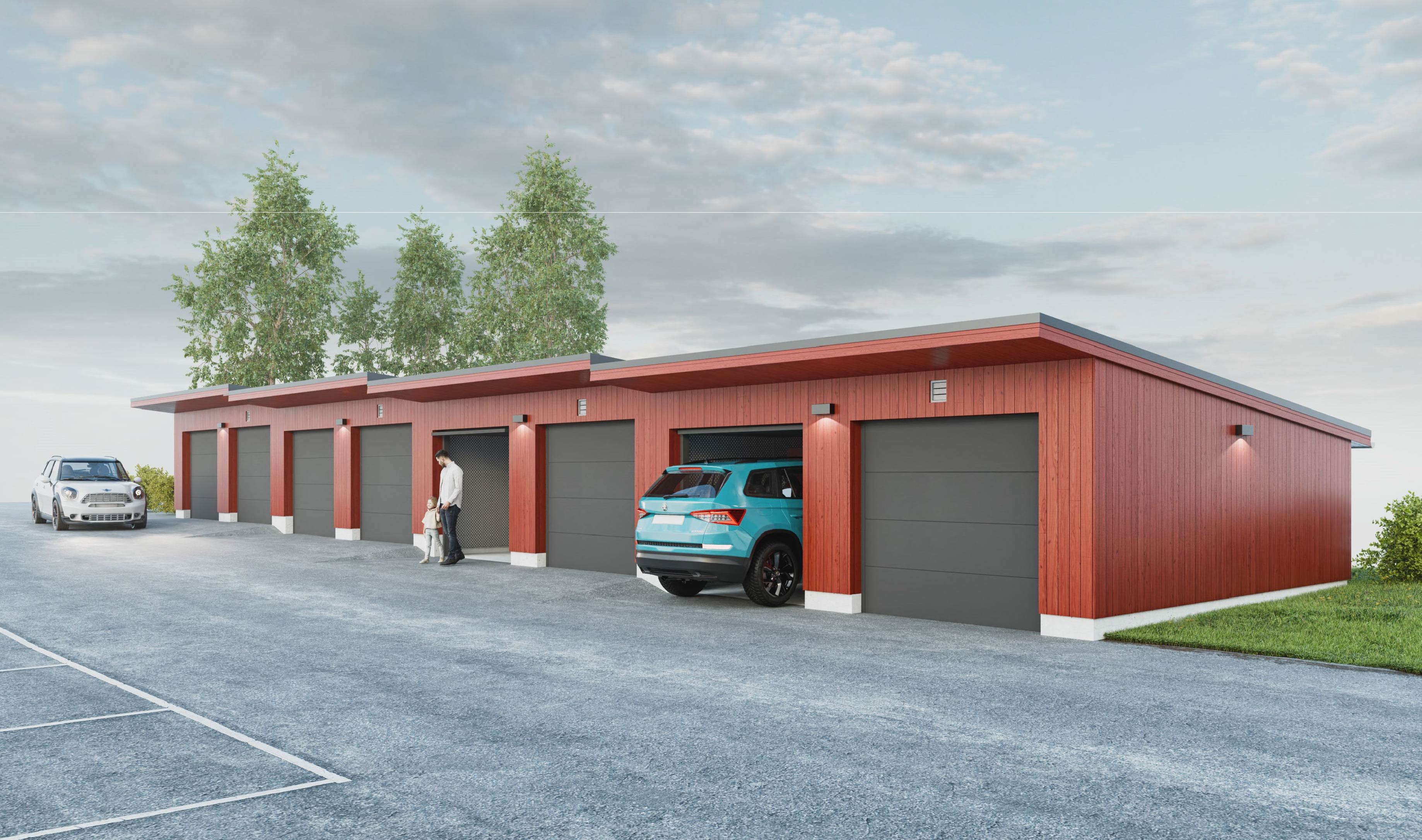 Arkitektskiss nyproduktion garage